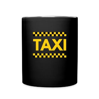 Taxi - lettrage jaune à carreaux noir - Mug uni - noir - Devant