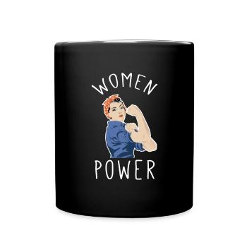 Frauenpower im Rosie Riveter Stil - Tasse einfarbig - Schwarz - Vorne