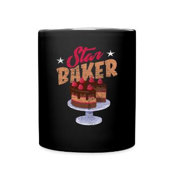 Backen Bäcker - Tasse einfarbig - Schwarz - Vorne