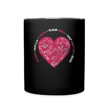 Backen Herz - Tasse einfarbig - Schwarz - Vorne