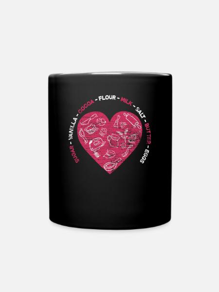 Backen Herz - Tasse einfarbig - Schwarz