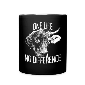 One Life No Difference Vegan Bien-être végétarien des animaux - Mug uni - noir - Devant