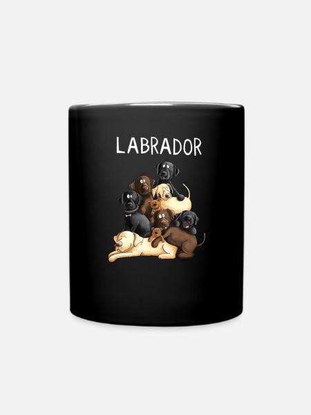 Funny Labrador Dog Pile I Retriever Dogs - Full Colour Mug - black