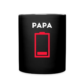 Papa Vater Batterie leer Familienshirt - Tasse einfarbig - Schwarz - Vorne