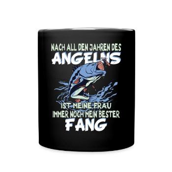 Mein Bester Fang - Angeln Angler Angel Spruch - Tasse einfarbig - Schwarz - Vorne