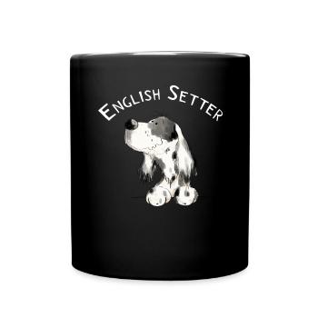 Cadeau de bande dessinée de chien heureux Setter anglais I - Mug uni - noir - Devant
