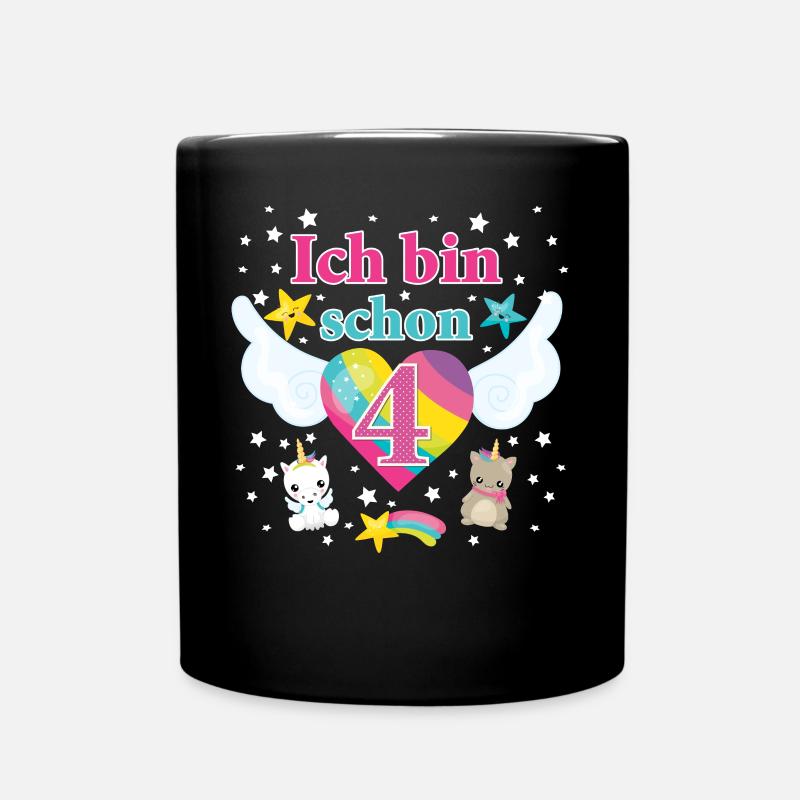 Geburtstag Geschenk Mädchen 4 Jahre - Tasse einfarbig - Schwarz