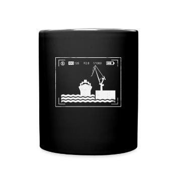 Shipspotting Canal Port Photography Gift - Full Colour Mug - black - Front