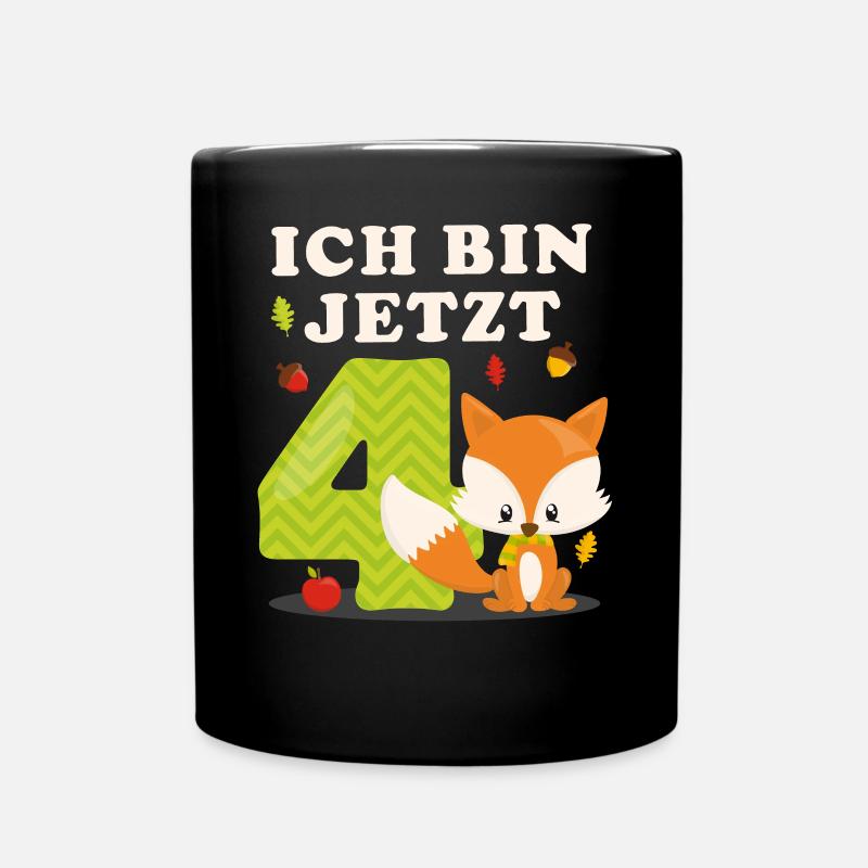 Geburtstag Geschenk Jungen Mädchen 4 Jahre Fuchs - Tasse einfarbig - Schwarz