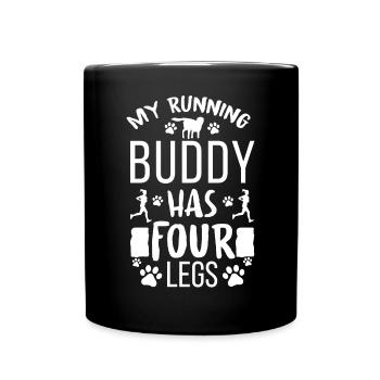 Mein Running Buddy hat vier Beine - Übungshund - Tasse einfarbig - Schwarz - Vorne