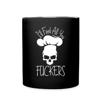 Kulinarische Sprüche des Kochs - Tasse einfarbig - Schwarz - Vorne