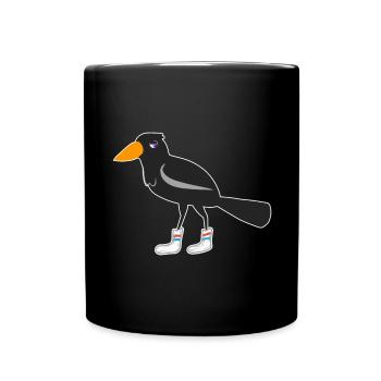 Motif enfant: Rabe porte des chaussettes à rayures colorées - Mug uni - noir - Devant