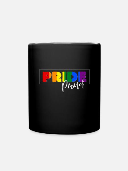 Pride Farbenrausch mit Proud Schrift - Tasse einfarbig - Schwarz
