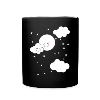 Sweet moon clouds night sky fantasy kids baby - Full Colour Mug - black - Front