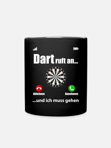 Dart Ruft An Spruch Lustig Geschenk Damen Herren - Tasse einfarbig - Schwarz