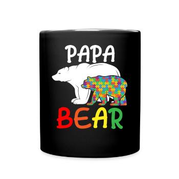 Papa Bear - Unique Autism Support Autistic Father - Full Colour Mug - black - Front