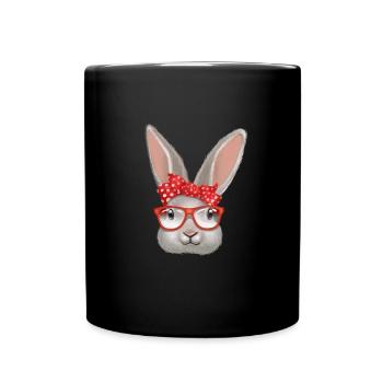 Visage de lapin mignon design rétro lapin vintage - Mug uni - noir - Devant