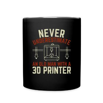 Old man 3D printer gift - Full Colour Mug - black - Front