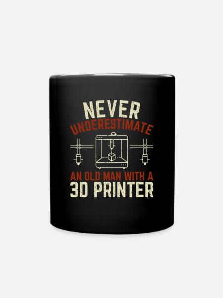Old man 3D printer gift - Full Colour Mug - black