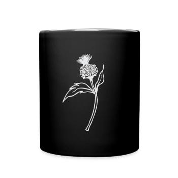Distel / Schottland - Blüte am Stiel - Tasse einfarbig - Schwarz - Vorne