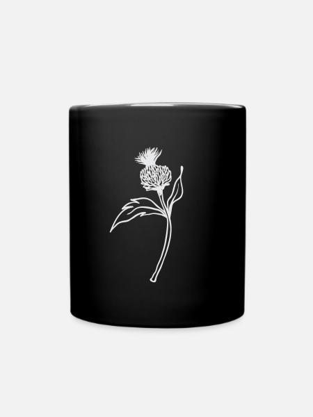Thistle / Scotland - flower on a stem - Full Colour Mug - black