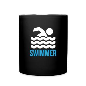 Schwimmer - Schwimmsymbol swimmer - Tasse einfarbig - Schwarz - Vorne