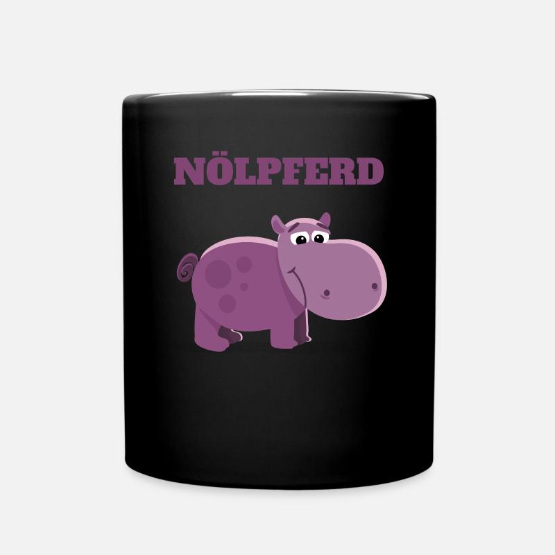 Nölpferd - Lustiges Nilpferd Wortspiel Sprüche - Tasse einfarbig - Schwarz