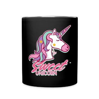 Süßer Unicorn Pastelltraum - Tasse einfarbig - Schwarz - Vorne