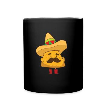Nacho - Mexican Nacho with mustache and Sat - Full Colour Mug - black - Front