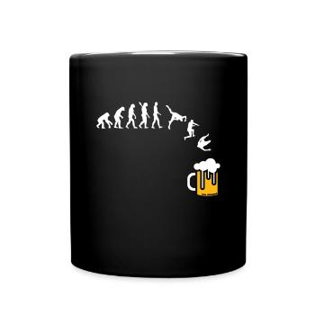Bier / Bierglas - Evolution des Menschen / Darwin - Tasse einfarbig - Schwarz - Vorne