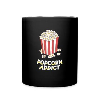 Popcorn - Popcorn addict / rot weiße Tüte - Tasse einfarbig - Schwarz - Vorne