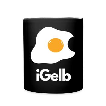 iGelb Eiertraum Frühstücksmotiv - Tasse einfarbig - Schwarz - Vorne