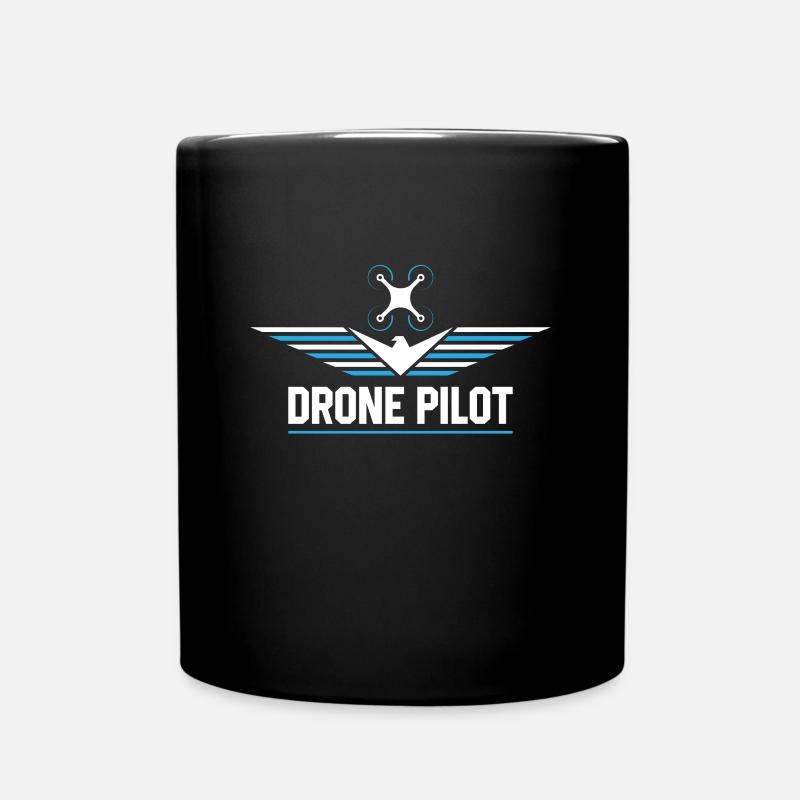 Drohne - blau weiß Logo Drone Pilot - Tasse einfarbig - Schwarz