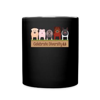 Gift for Pig Lovers | Funny Celebrate Diversity - Full Colour Mug - black - Front