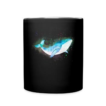 Blauwal Buckelwal Kosmos Ozean Wal Klimaschutz - Tasse einfarbig - Schwarz - Vorne