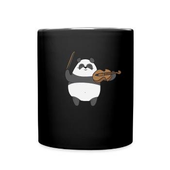 Geige - Pandabär der Violine spielt - Tasse einfarbig - Schwarz - Vorne