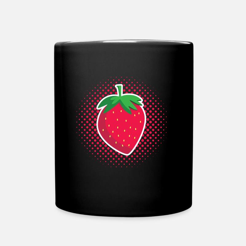 Fraise - rétro à pois rouges - Mug uni - noir