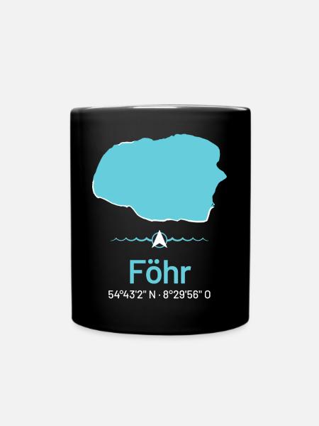 Föhr | Design-Landkarte - Tasse einfarbig - Schwarz