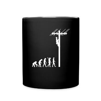 Elektriker / Mast - Evolution des Menschen /Darwin - Tasse einfarbig - Schwarz - Vorne