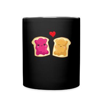Liebe - Marmelade und Erdnussbutter - Tasse einfarbig - Schwarz - Vorne