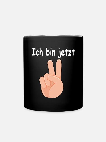 Handzeichen mit humorvollem Ich bin jetzt 2 Jahre  - Tasse einfarbig - Schwarz