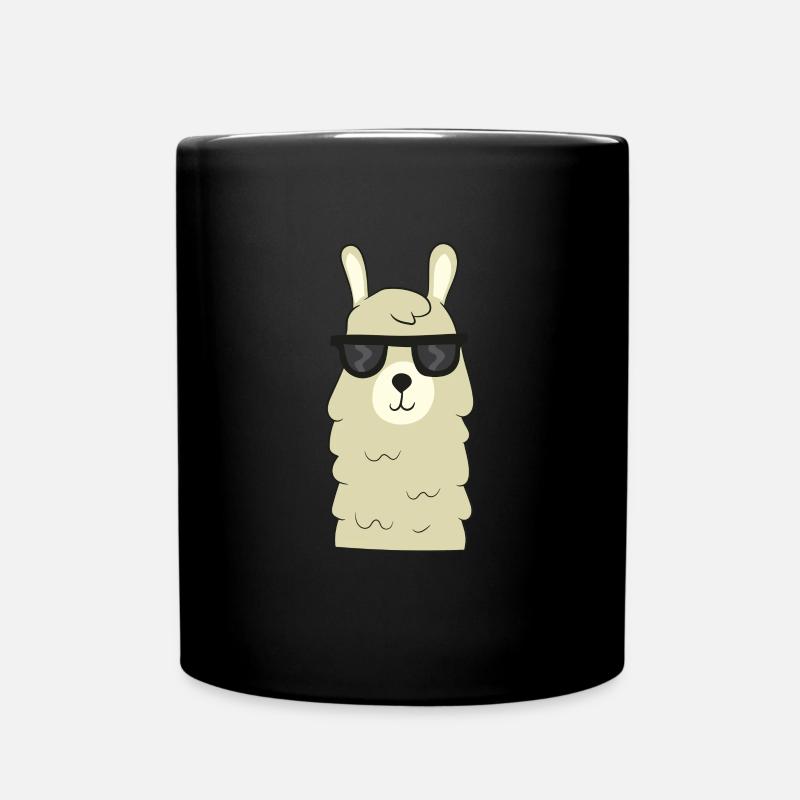 Lama - Lama cool avec des lunettes de soleil - Mug uni - noir
