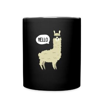 Lama - HELLO Lama avec lunettes de soleil - Mug uni - noir - Devant