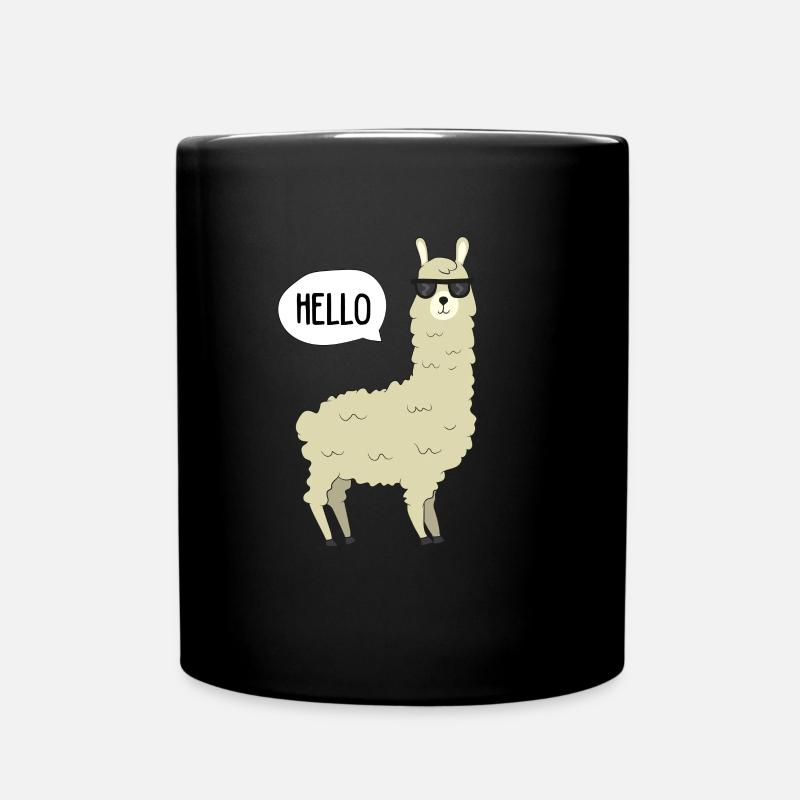 Llama - HELLO llama with sunglasses - Full Colour Mug - black