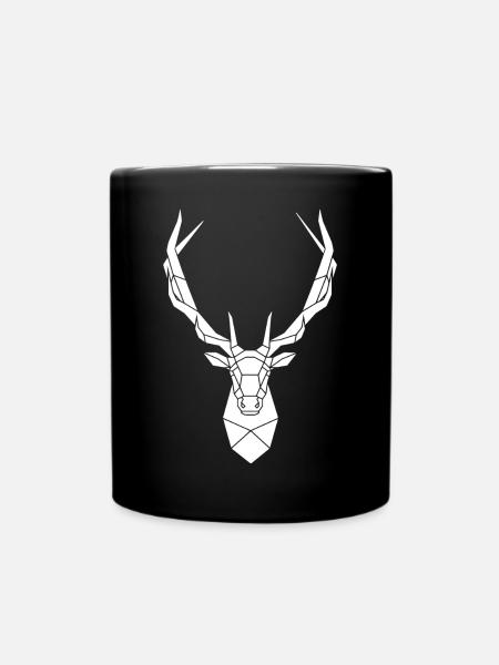 Poly deer stag antlers - Full Colour Mug - black