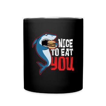 Shark - Nice to eat you - Full Colour Mug - black - Front