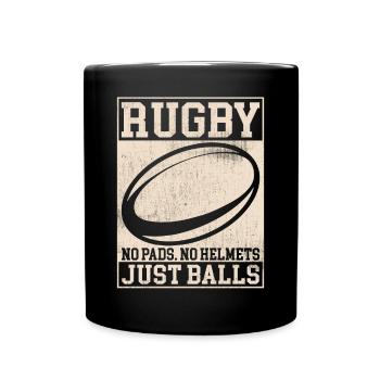 Rugby No Pads No Helmet Just Balls Rugby Player - Full Colour Mug - black - Front