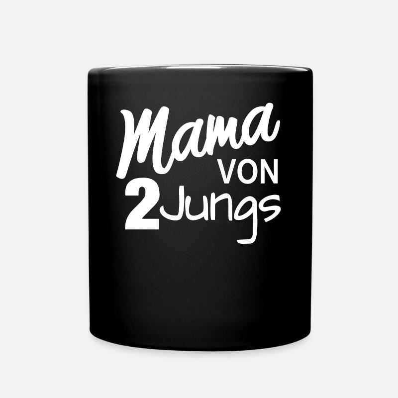 Mama Von 2 Jungs Mutter Geschenk Spruch Frauen - Tasse einfarbig - Schwarz