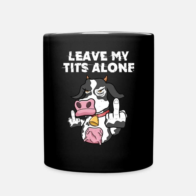 Cadeau de doigt du milieu des énonciations de vache drôle - Mug uni - noir