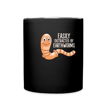 Ver de terre - facilement distrait par les vers de terre - Mug uni - noir - Devant